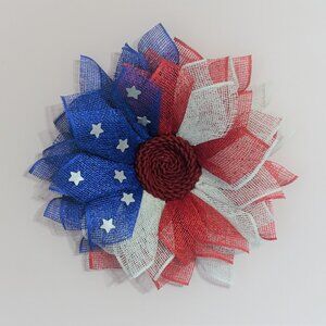 Star Spangled Burlap American Flag Flower Wreath